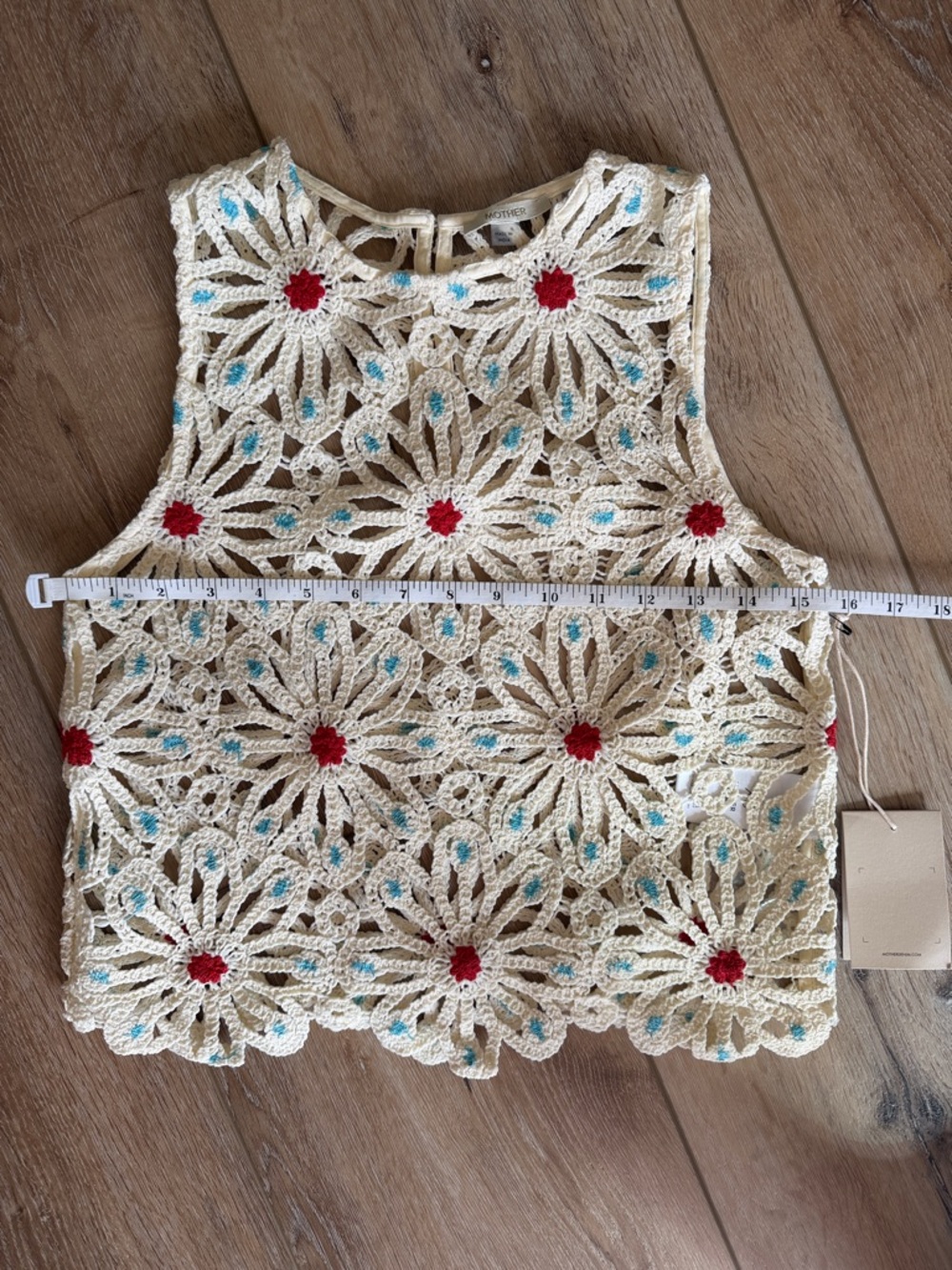 MOTHER “The Daisy Shell”  Daisy Tank Top Cream w/ Red and Light Blue Accents NWT - Picture 14 of 15